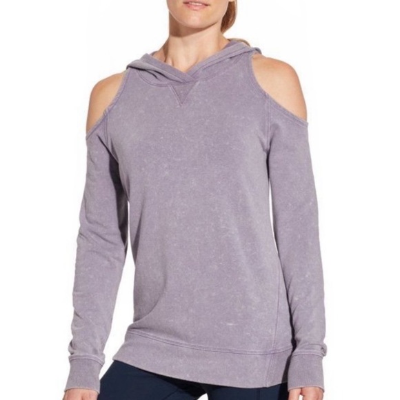 CALIA by Carrie Underwood Tops - Calia by Carrie Underwood Effortless Cold Shoulder Hoodie, Acid Wash Purple - M